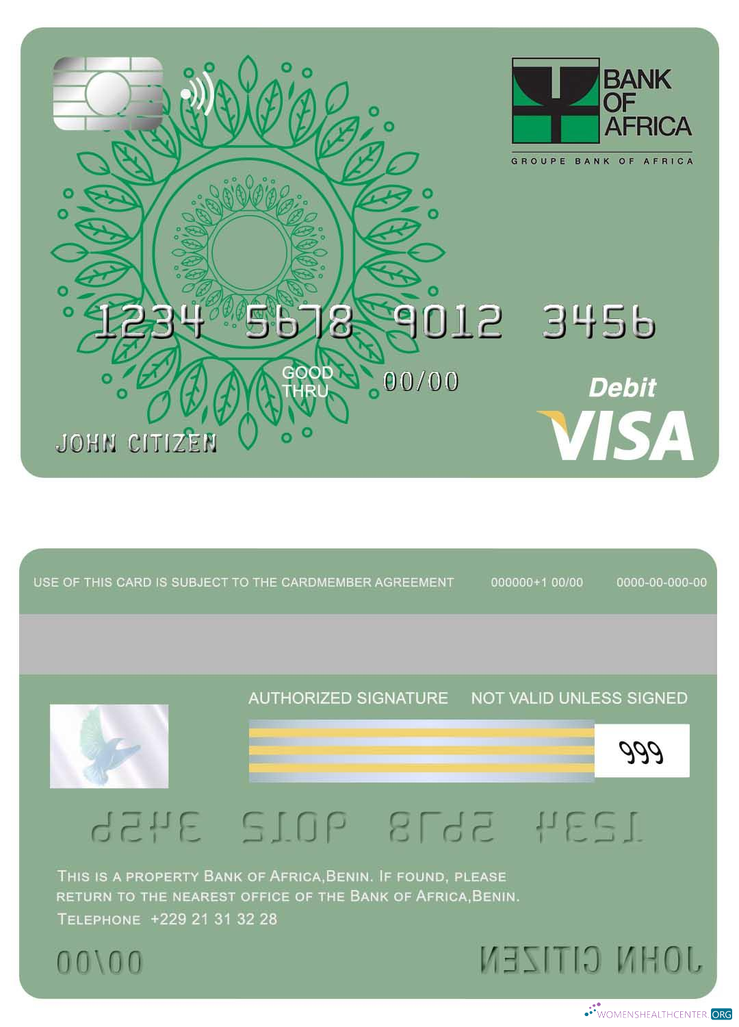 Download Benin Bank of Africa visa card Photoshop template